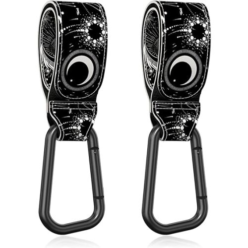 Baby Stroller Hooks for Hanging Bags, Universal Stroller Clips Accessories, Mommy Hook for Diaper Bag, Shopping Cart, Purse, Backpack - 2 Pack, Abstract Leaf