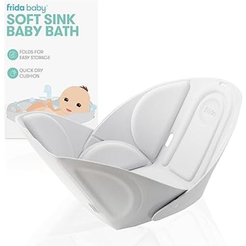 Frida Baby Soft Sink Baby Bath Seat | Sink Bather for Baby | Easy to Clean Baby Bathtub + Bath Cushion That Supports Baby's Head