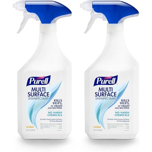 PURELL Multi Surface Disinfectant Spray, Citrus Scent, 28 fl oz Capped Bottle with Spray Trigger in Pack (Pack of 2) - 2844-02-ECCAL