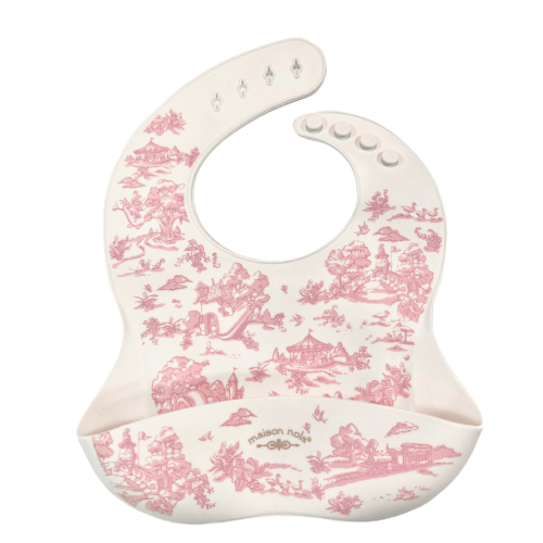 Pink Chinoiserie Silcone Bib