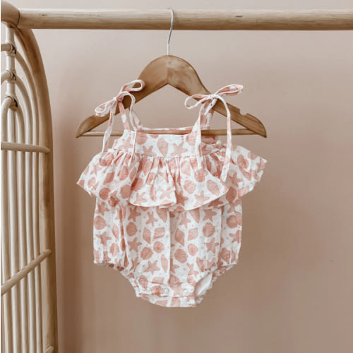 Seashell Shoulder Tie Romper