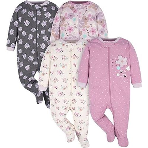 Gerber Baby-Girls 4 Pack Sleep 'N Play Footie