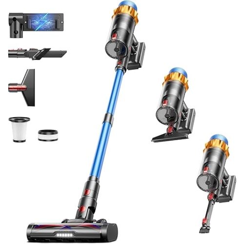Cordless Vacuum Cleaner, 550W 45KPA 70mins Vacuum Cleaners for Home, Self-standing Stick Vacuum with Aromatherapy, Anti-Tangle Brush, Wall Mount Charging Vacuum for Hardwood Floor/Carpet/Pet Hair