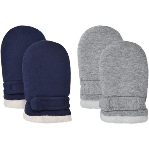 Baby Winter Mittens Newbron Adjustable Stay-On 0-12 Months Warm Gloves Sherpa Lined Fleece Infant Mittens Winter for Boy Girl