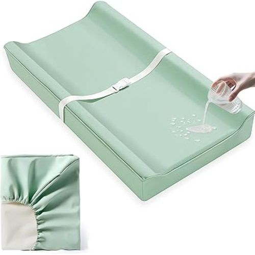 Vegan Leather Baby Changing Pad Covers for Girl, Boy, Waterproof & Wipeable Soft Diaper Changing Mat Cover.Fits Standard Changing Pads with Dimensions of 32" x 16"(Green).