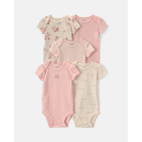 Baby Girl 5-Pack Floral Multipack Bodysuits - Pink/Ivory | Carter's