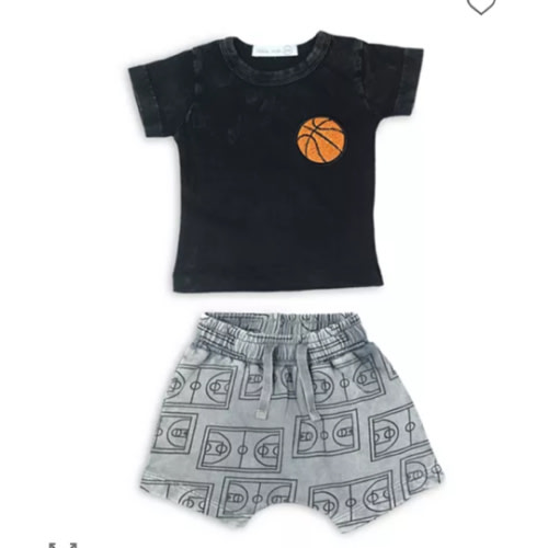 Boys' Basketball Patch Tee & French Terry Shorts Set - Baby