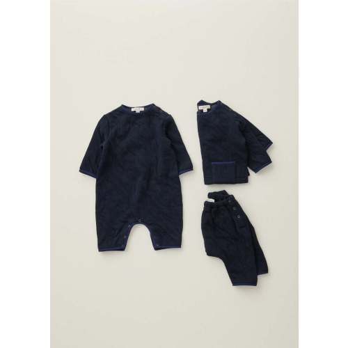 Caramel Larch Cotton Baby Romper - Navy | Garmentory
