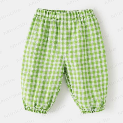 green, 6-12 mos- Baby Plaid Soft Jogger Pants