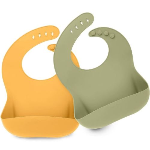 Keababies 2-pack Silicone Bibs For Babies, Food Grade Silicone Baby Bibs For Eating, Feeding, Toddler Bibs, Boys, Girls (harvest)