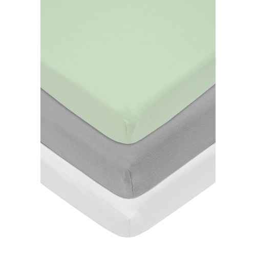 American Baby Company 15" x 33" Fitted Bassinet Sheet, 100% Natural Cotton Jersey Knit, Celery/Gray/White, Soft Breathable, for Boys and Girls, Pack of 3