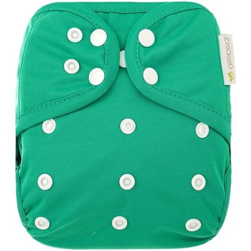 OsoCozy One Size Cloth Diaper Covers - Adjustable Snap Fit & Double Leg Gussets for Baby Boys & Girls from 8-35 Pounds. Use with Prefold, Flat or Fitted Cloth Diapers or Snap-in Inserts.