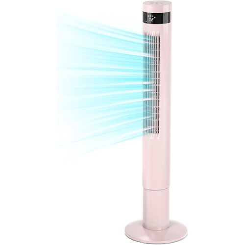 Tower Fan With Remote, Cooling Fans That Blow Cold Air for Home, 85° Oscillating Bladeless Tower Fan with 24ft/s Velocity, 3 Modes, 3 Speeds, 12H Timer (Pink, 43 in)