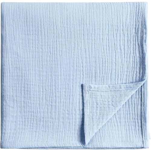 Meracorallo Muslin Swaddle Blanket, 100% Cotton Receiving Blanket Soft and Breathable Swaddle Wrap for Baby Boys and Girls, Sky Blue