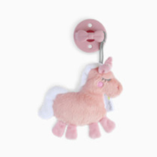 Itzy Ritzy Pacifier & Lovey Set - Includes Silicone Pacifier with Stuffed Animal Lovey - Detachable Plush Unicorn Binky Holder & Coordinating Pink Silicone Binky Ideal for Ages 0 Months & Up