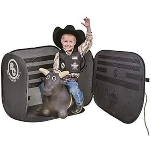 Big Country Toys Lil’ Bucker Bull & PBR Bucking Chute Kids Toys Set, Rodeo Ride On Toys for 18 Months to 3+ Years, Inflatable Bouncy Animals for Toddlers with Pump