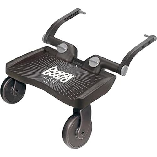 BuggyBoard Mini Universal Stroller Board, Fits 90% of Strollers Including UPPAbaby, Baby Jogger, Bugaboo, Stroller Attachment for Toddler to Ride & Stand, Max Weight 66 lbs, Black