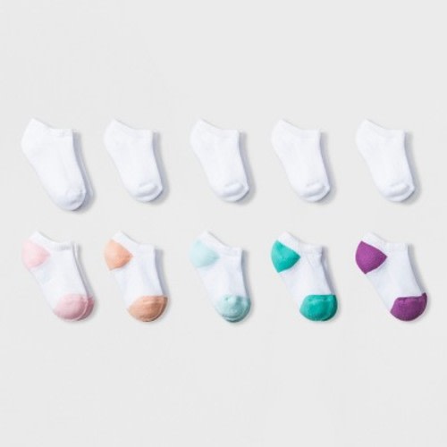Baby 10pk Low-Cut Socks - Cat & Jack™ White, Size: 6-12M