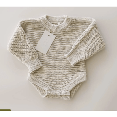 Chunky Knit Onesie, Oatmeal (0-6 months)