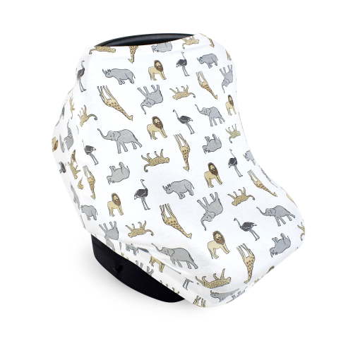 Hudson Baby Unisex Baby Multi-use Car Seat Canopy, Modern Neutral Safari, One Size