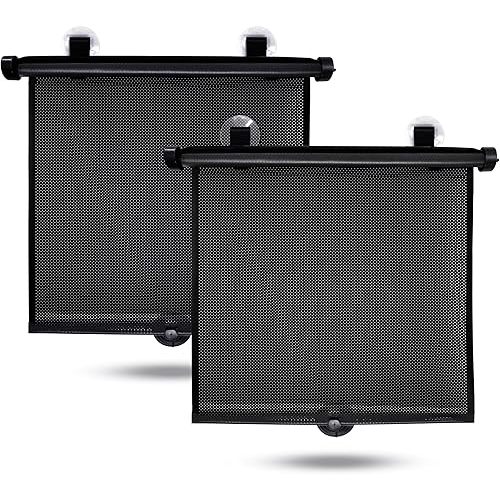 EcoNour Car Window Shades for Baby (2 Pack) - Upgraded | Car Shades for Side Window | Comes with Enhanced Suction Cups & Large Clips for Durability | Baby Car Accessories (15" x 17")