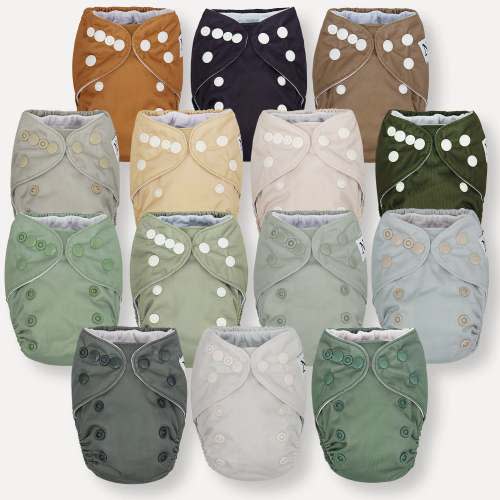 Newborn AIO Cloth Diapers 14 Pack - Evergreen