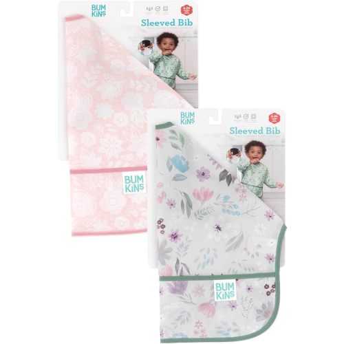 Bumkins Sleeved Bib Baby Bib, Toddler Bib, Smock, Waterproof Fabric, Fits Ages 6-24 Months