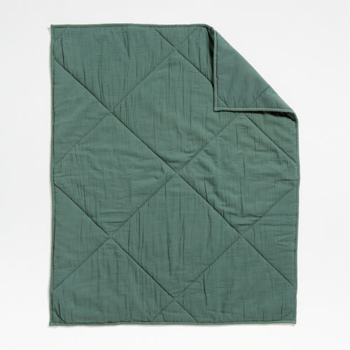 Personalized Supersoft Pine Green Cotton Gauze Baby Crib Quilt