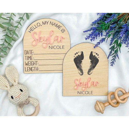 Hello My Name Is Baby Stats Sign | Baby Arrival Name Announcement Sign | Baby Name Reveal | Personalized Baby Announcement Sign for Hospital
