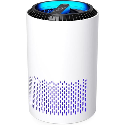 AROEVE Air Purifiers for Home, Air Purifier Air Cleaner For Smoke Pollen Dander Hair Smell Portable Air Purifier with Sleep Mode Speed Control For Bedroom Office Living Room, MK01- White