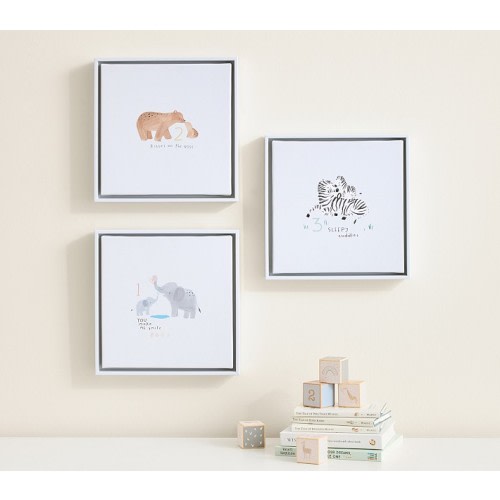 Nursery Animal Number Framed Art, Set of 3