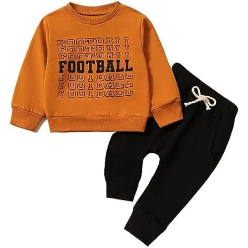 Baby Boy Clothes Fall 6 12 18 24 Months Football Long Sleeve Pullover Tops & Pant Sets Toddler Winter Outfits