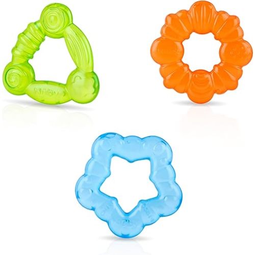 Nuby 3-Pack KoolSoother Water-filled Teethers, Green/Orange/Blue