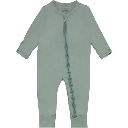 GUISBY Baby Footless Rompers, Rayon Pajamas 2 Way Zipper with Long Sleeve Sleeper