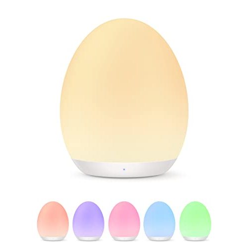 JolyWell Night Light for Kids, Baby Night Light with 7 Colors Changing Mode & Stepless Dimming, Nursery Night Light BPA Free,Rechargeable Egg Night Light for Breastfeeding 1h Timer & Touch Control
