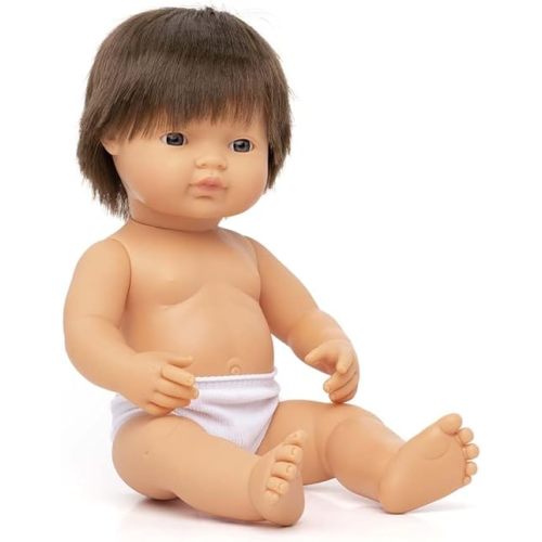 Miniland Educational Anatomically Correct 15" Baby Doll, Caucasian Boy, Brunette,Multi