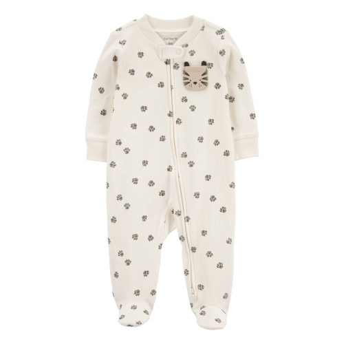 Baby Paw Print 2-Way Zip Cotton Sleep & Play Pajamas - Carter's | Carter's