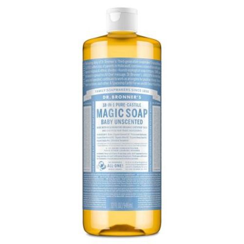 Dr. Bronner's Magic Pure Castile Liquid Soap - Baby Unscented - 32 Fl Oz