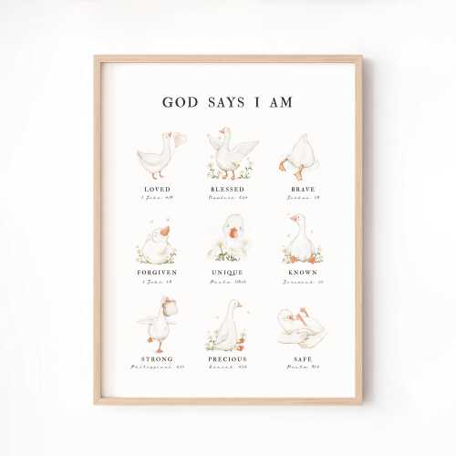 God Says I am Silly Goose Poster, Bible Verse Room Decor, Affirmation Wall Art Wall Art for Kids, Pink Bow Christian Art, PRINABLE FILE