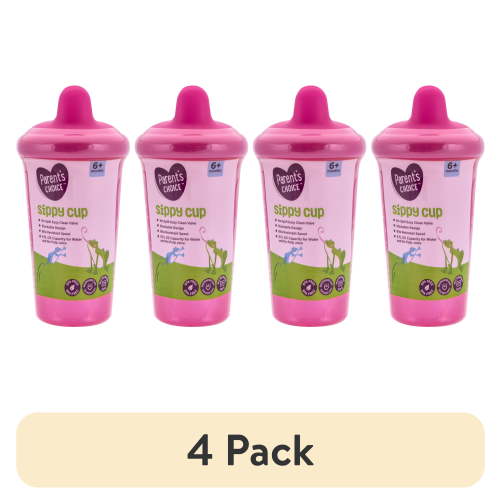 (4 pack) Parent's Choice Hard Spout Sippy Cup, 6 Months+, Pink Color