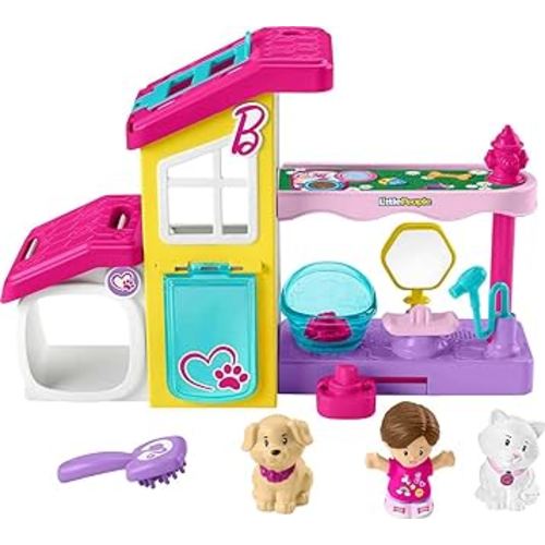 Fisher-Price Little People Barbie Toddler Playset Play and Care Pet Spa with Music Sounds & 4 Pieces for Ages 18+ Months