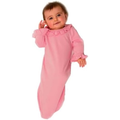 Monag Infant Long Sleeve Ruffle Baby Gown, Super Soft Newborn Infant Long Sleeve Baby Girl and Boy Gown