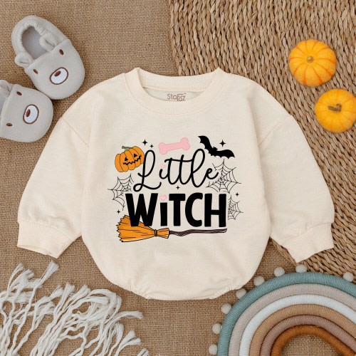Little Witch Halloween Baby Clothes-Retro Halloween Baby Romper-Halloween Baby Clothes-Halloween Baby Clothes-First Halloween Outfit