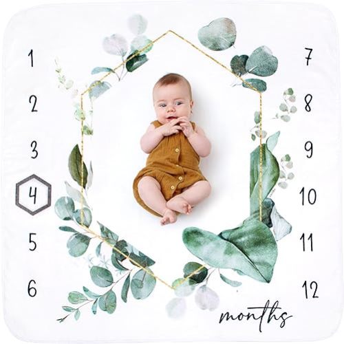 Baby Monthly Milestone Blanket for Baby Boy or Girl - Extra Cosy 46”x46” - Perfect Monthly Photo Prop to Capture Newborn to 12 Month Growth - Unisex
