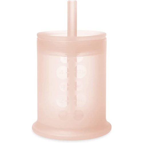 Olababy Silicone Training Cup with Straw Lid | Babies Water Drinking Cup | 6+ Mo Infant To 12-18 Months Toddler | Sippy Cup For Kids & Smoothie Cup | Baby Led Weaning (Coral, 5 oz)