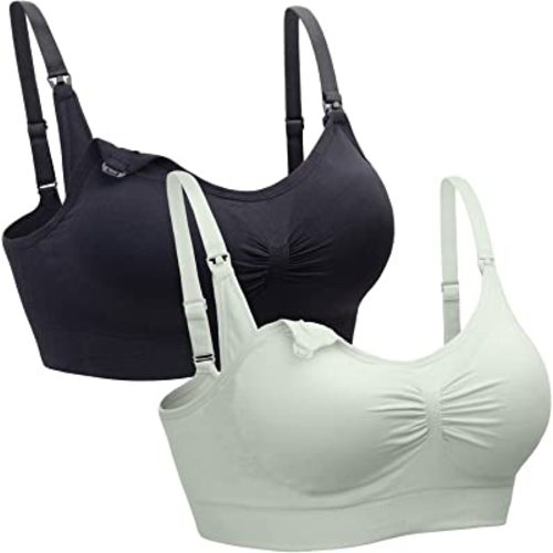 Suekaphin 2PACK Nursing Maternity Bra for Pregnancy Women Breastfeeding Comfortable Sleeping with Extenders