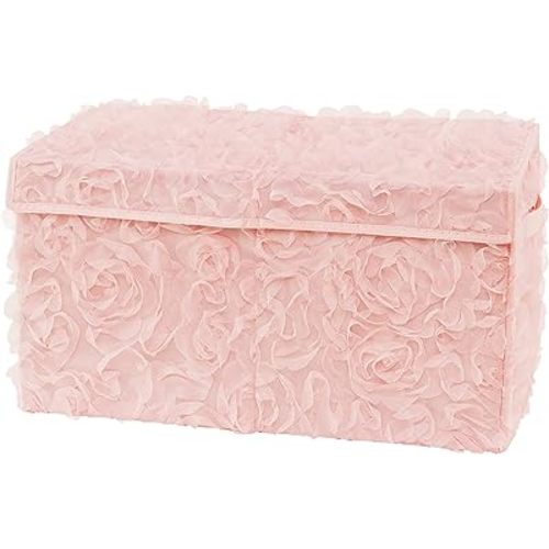 Sweet Jojo Designs Pink Floral Rose Girl Small Fabric Toy Bin Storage Box Chest For Baby Nursery Kids Room - Solid Blush Flower Luxurious Elegant Princess Vintage Boho Shabby Chic Luxury Glam Roses