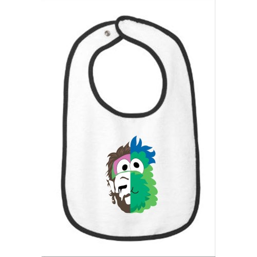 2 faces of Philly Baseball baby bib - Phanatic - Bryce Harper - Philadelphia - Love City Shirts