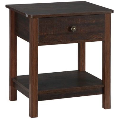 HOMCOM End Table with Drawer, Side Table with Top and Bottom Shelf for Small Spaces, Dark Brown