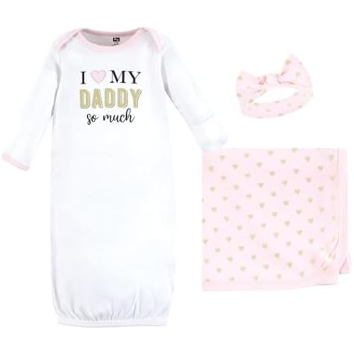 Hudson Baby Unisex Baby Gown, Swaddle Blanket and Cap or Headband, 0-6 Months